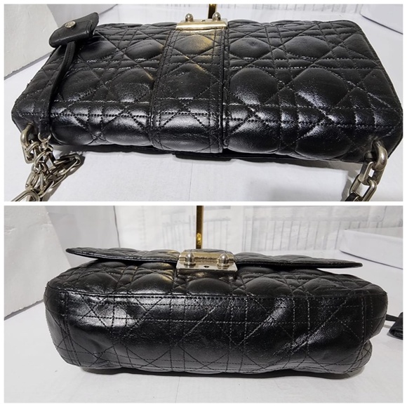 Authentic CHRISTIAN DIOR Lambskin Cannage Medium Miss Dior Flap Shoulder Bag Bla - Picture 5 of 16